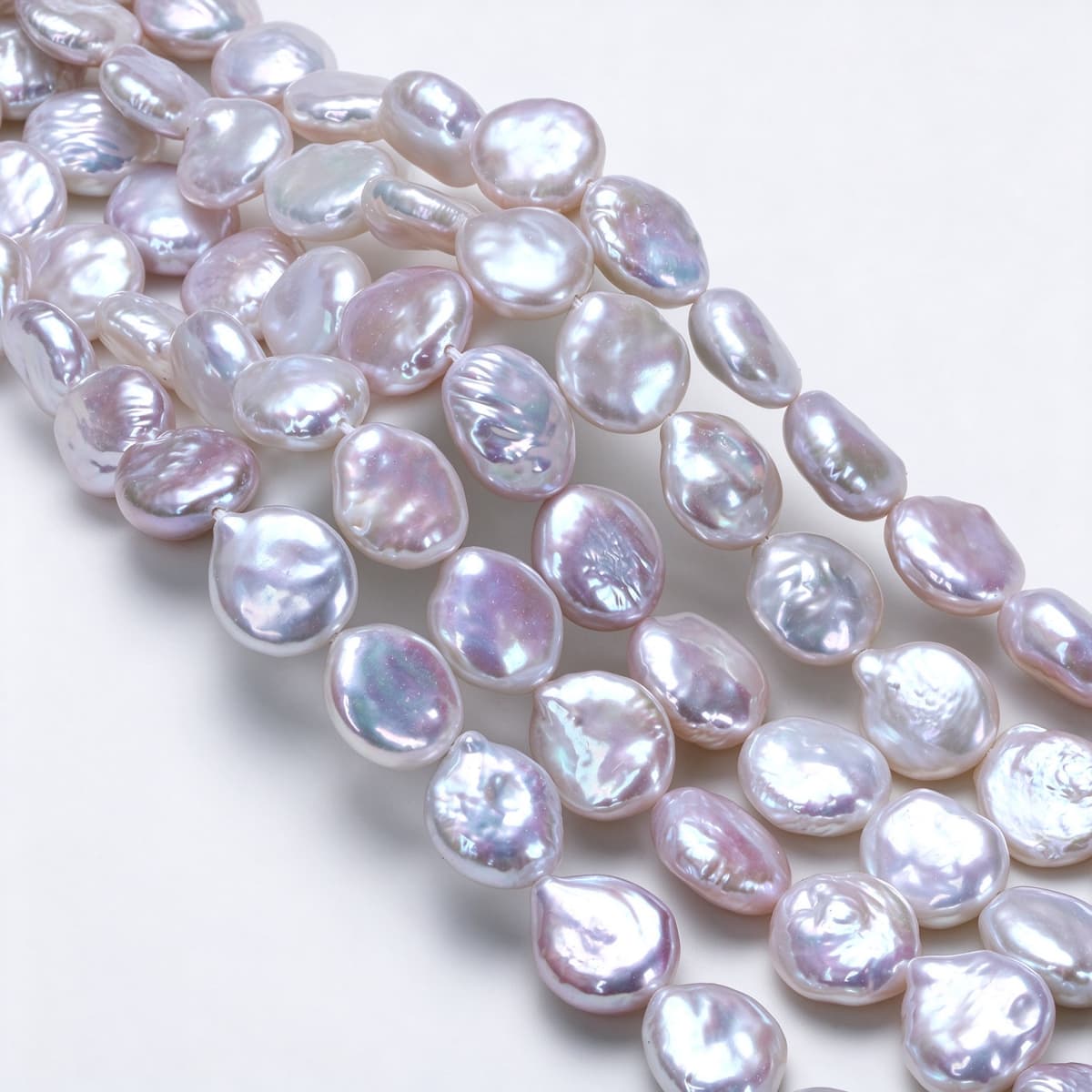 1 Strand Natural Freshwater Baroque Button Pearls 11–12 mm