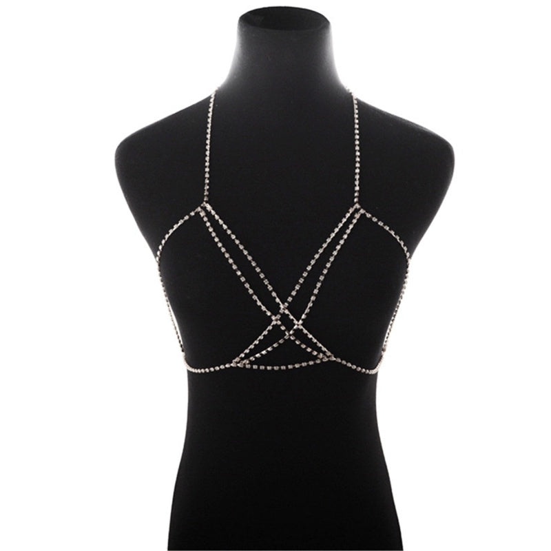 Double Layer Rhinestone Bra - Sparkling Chest Chain