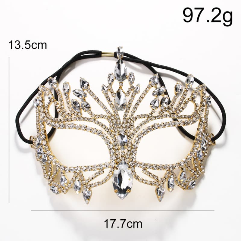 Geometric Rhinestone Mask Fashionable Hollow-Out Party Face Accessory