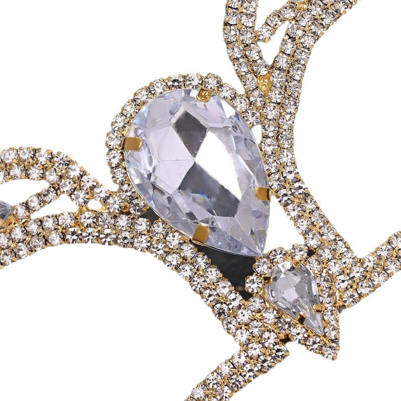 Crystal Teardrop Rhinestone Mask Elegant Halloween Party Face Accessory