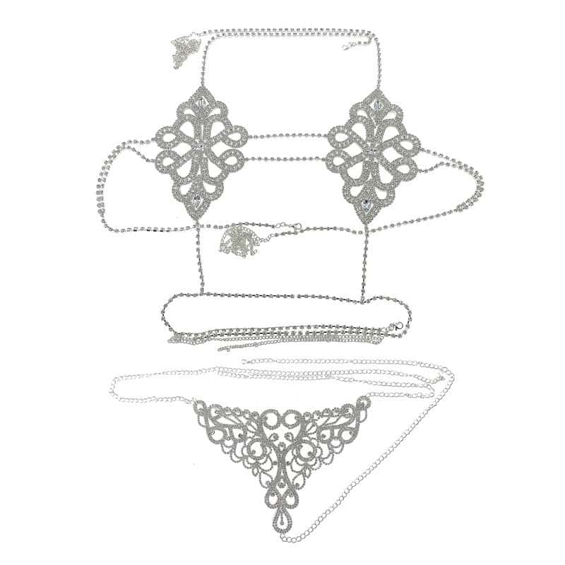 Sexy Rhinestone Lingerie Set - Sparkling Bra & Panties