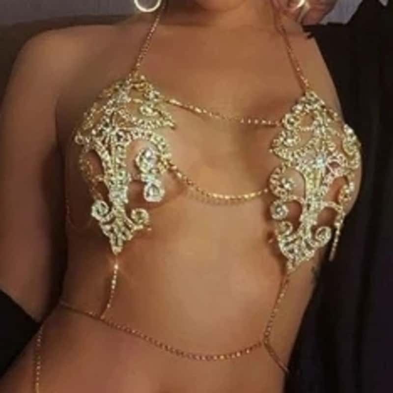 Sexy Rhinestone Lingerie Set - Sparkling Bra & Panties