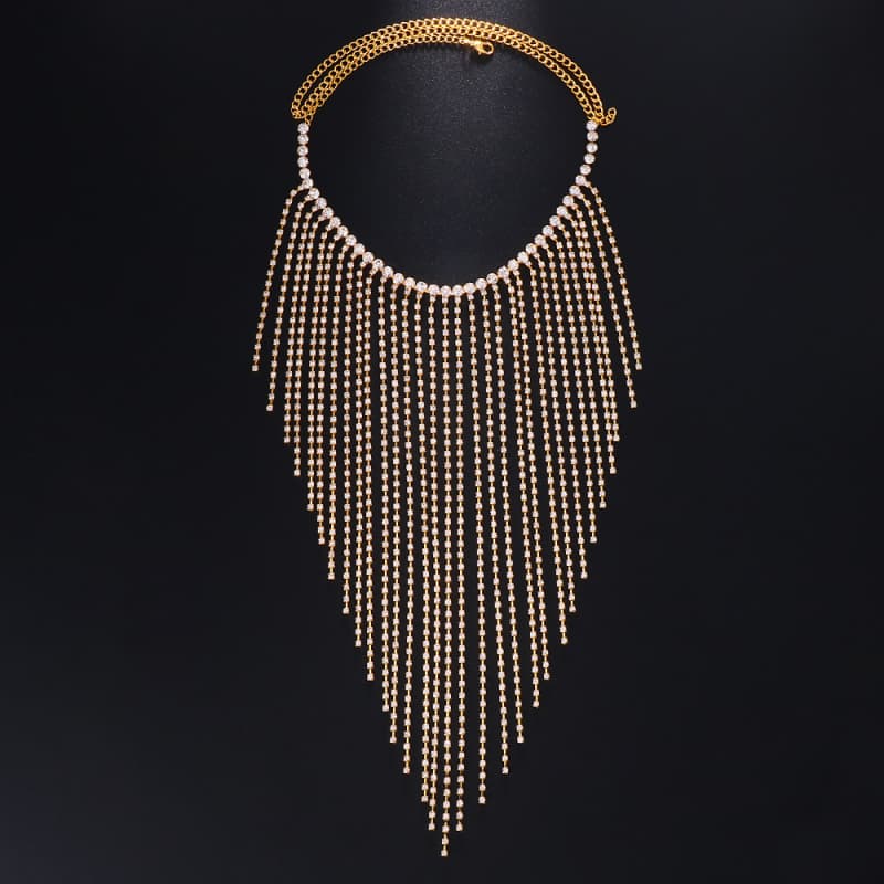 Elegant Rhinestone Mask Sexy Long Fringe Veil Face Jewelry for Gala Party