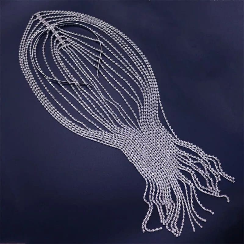 Sparkling Rhinestone Headband with Tassels – Wedding & Party