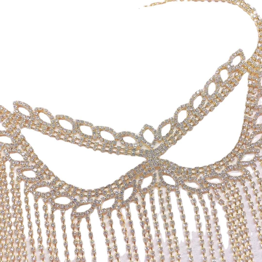 Long Fringe Rhinestone Mask – Elegant Masquerade Party Accessory for Women