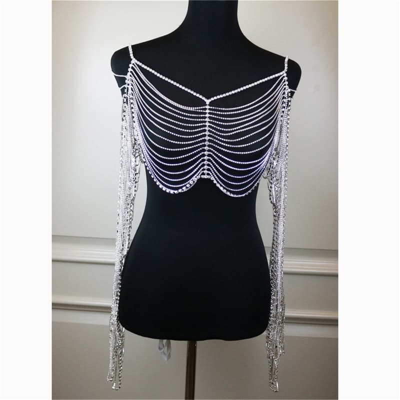 Luxury Rhinestone Dress - Sparkling Long Sleeve Gown
