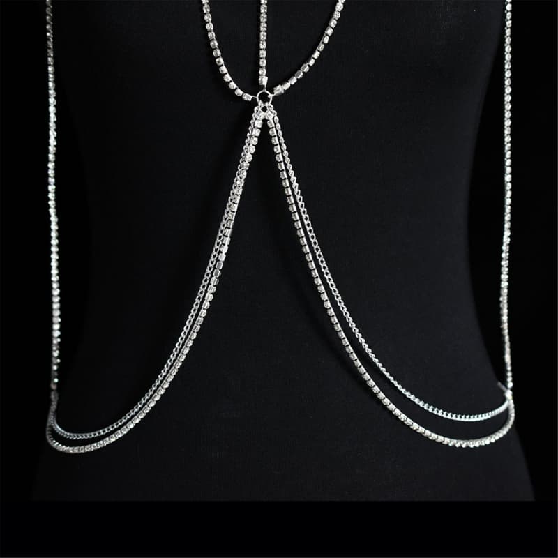 Sexy Rhinestone Body Chain Bra - Adjustable Lingerie
