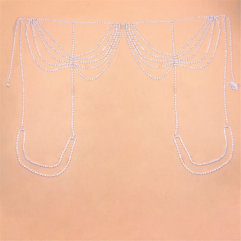 3pc Rhinestone Body Chain Set - Sexy Lingerie Jewelry