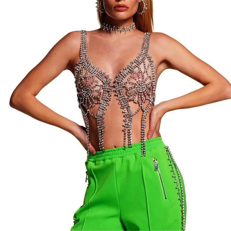 Sexy Rhinestone Bikini Body Chain - Glam Lingerie Set