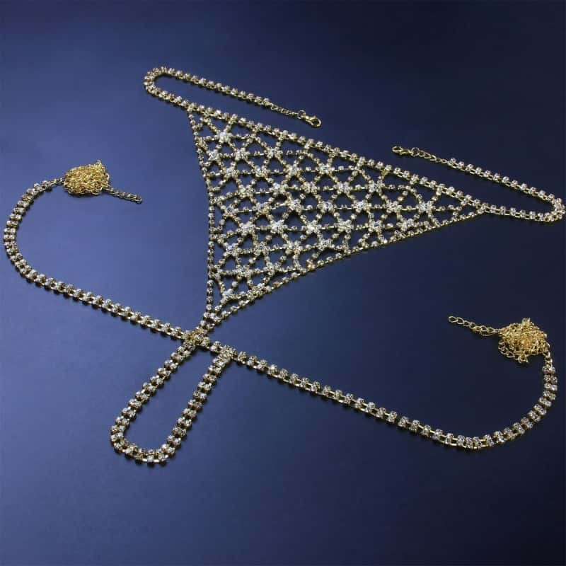 Sexy Rhinestone Lingerie Set - Sparkling Bra & Panties