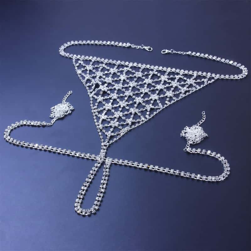 Sexy Rhinestone Lingerie Set - Sparkling Bra & Panties