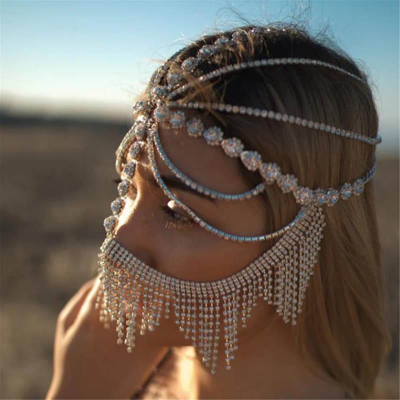 Sexy Rhinestone Face Mask - Sparkling Party Masquerade