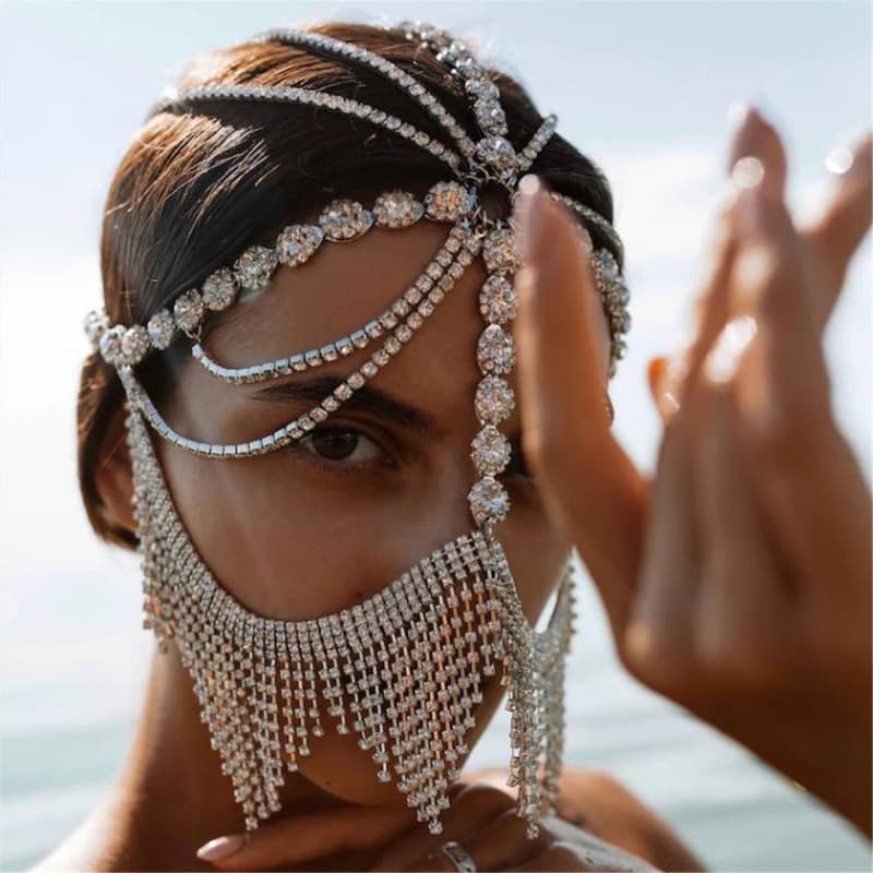 Sexy Rhinestone Face Mask - Sparkling Party Masquerade