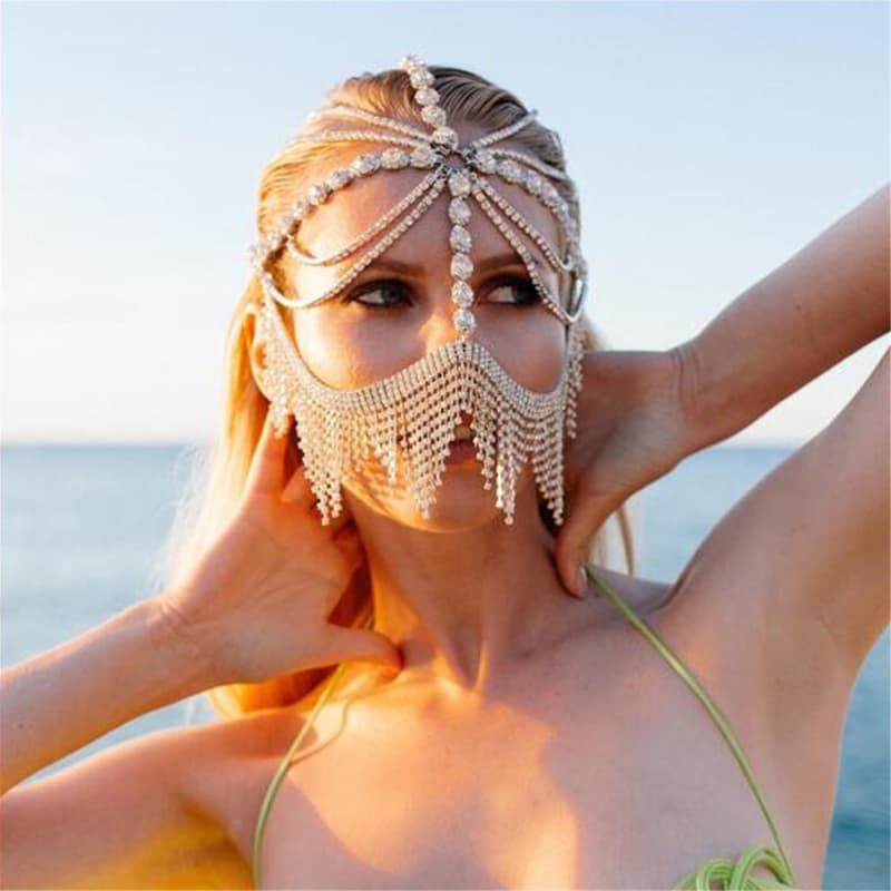 Sexy Rhinestone Face Mask - Sparkling Party Masquerade