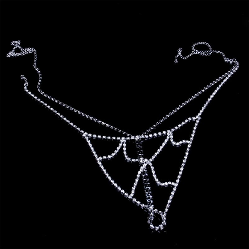 Sexy Rhinestone Mesh Bra Chain - Body Jewelry Harness