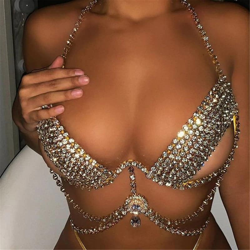 Sexy Rhinestone Body Chain - Crystal Bra Harness
