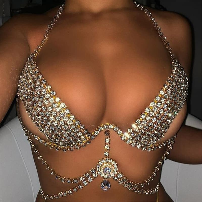 Sexy Rhinestone Body Chain - Crystal Bra Harness