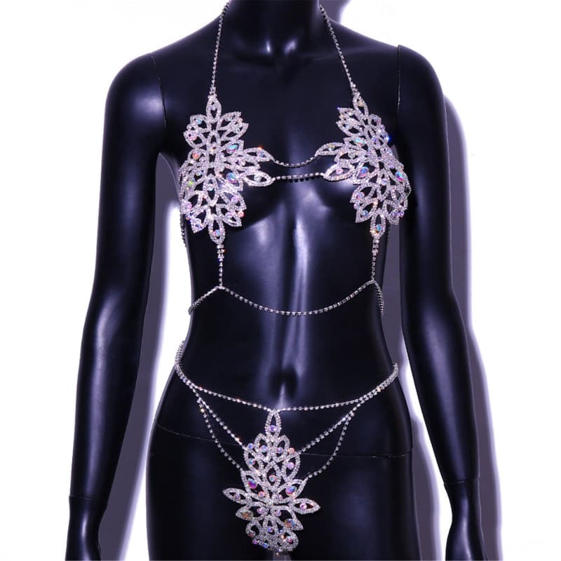 Sexy Rhinestone Bralette - Crystal Lingerie Set