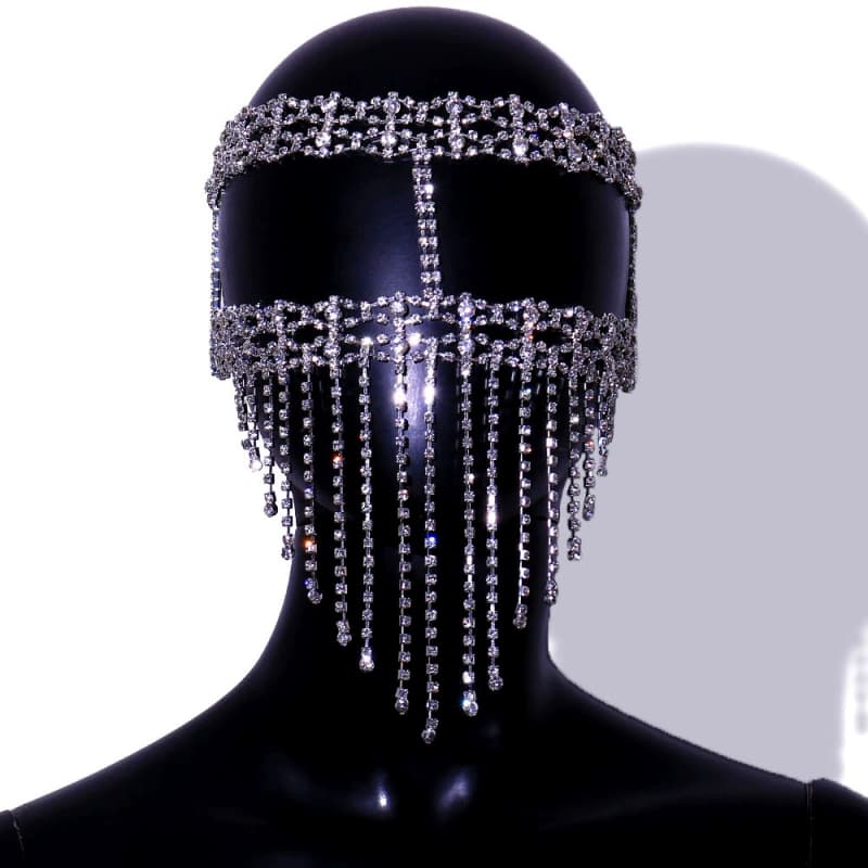 Sexy Rhinestone Face Mask - Sparkling Dance Jewelry