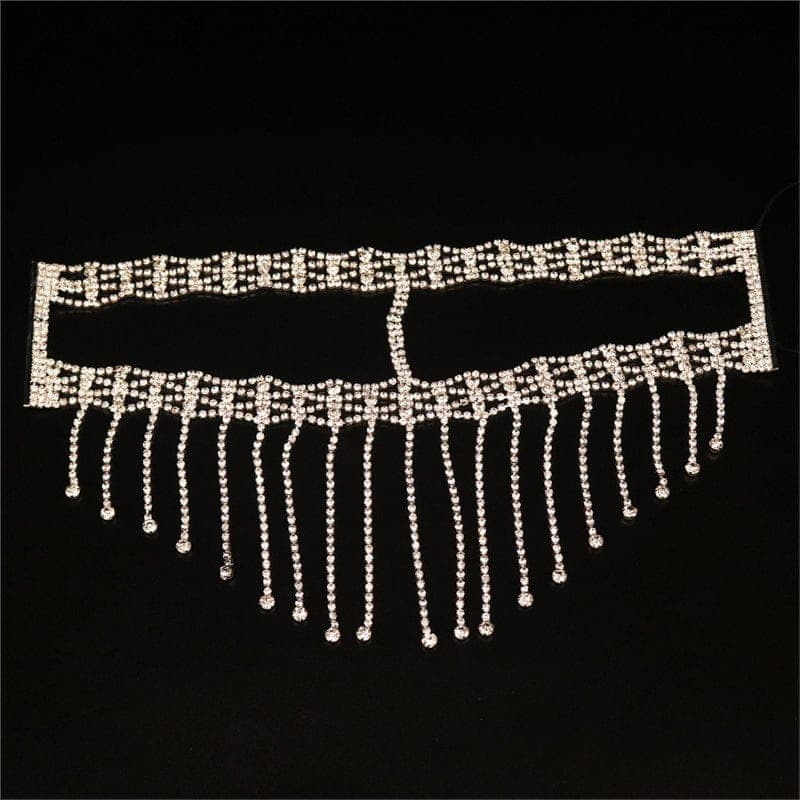 Sexy Rhinestone Face Mask - Sparkling Dance Jewelry