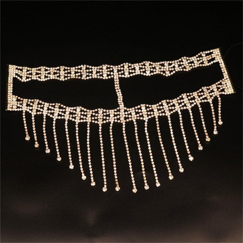 Sexy Rhinestone Face Mask - Sparkling Dance Jewelry