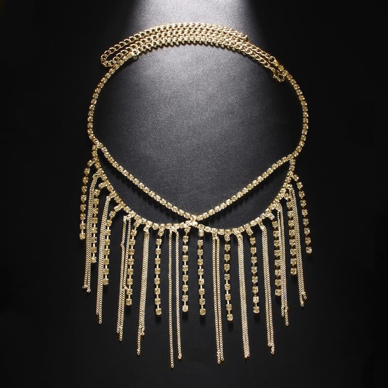 Sparkling Rhinestone Fringe Mask Women Elegant Face Jewelry Party Performance