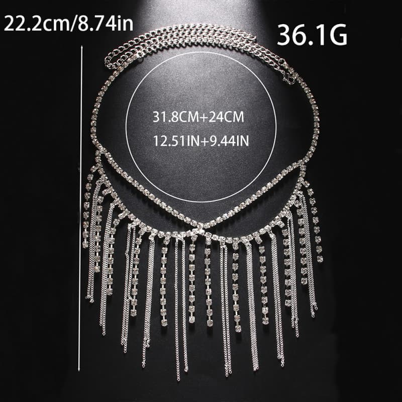 Sparkling Rhinestone Fringe Mask Women Elegant Face Jewelry Party Performance