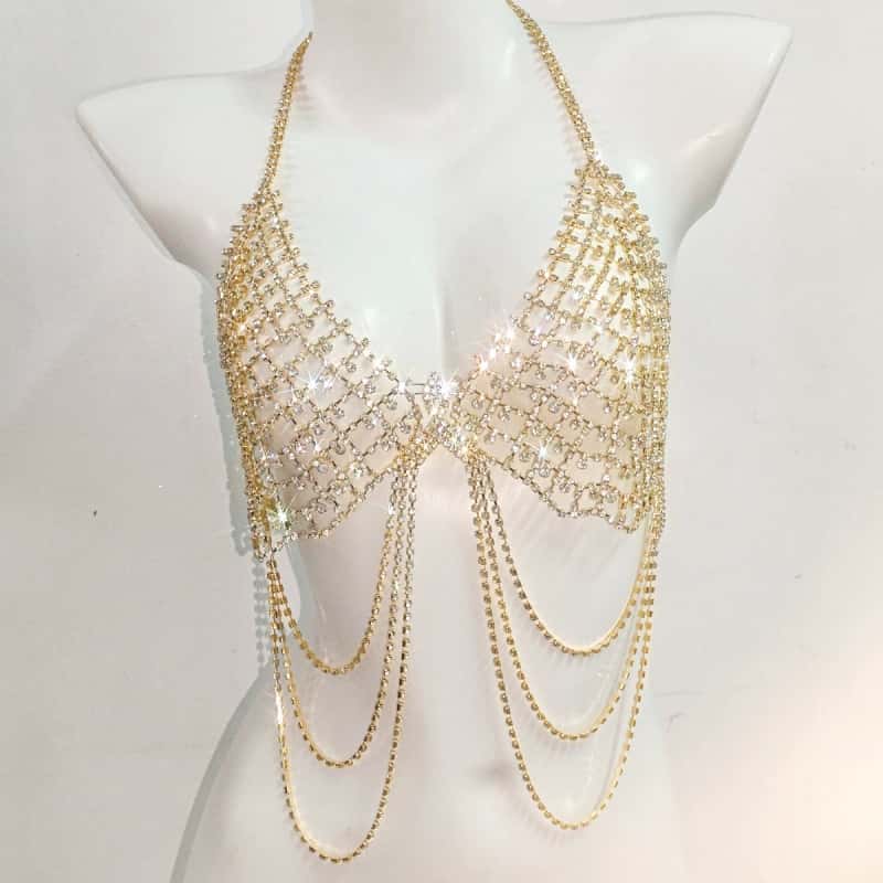 Sexy Rhinestone Body Chain - Sparkling Bra Jewelry