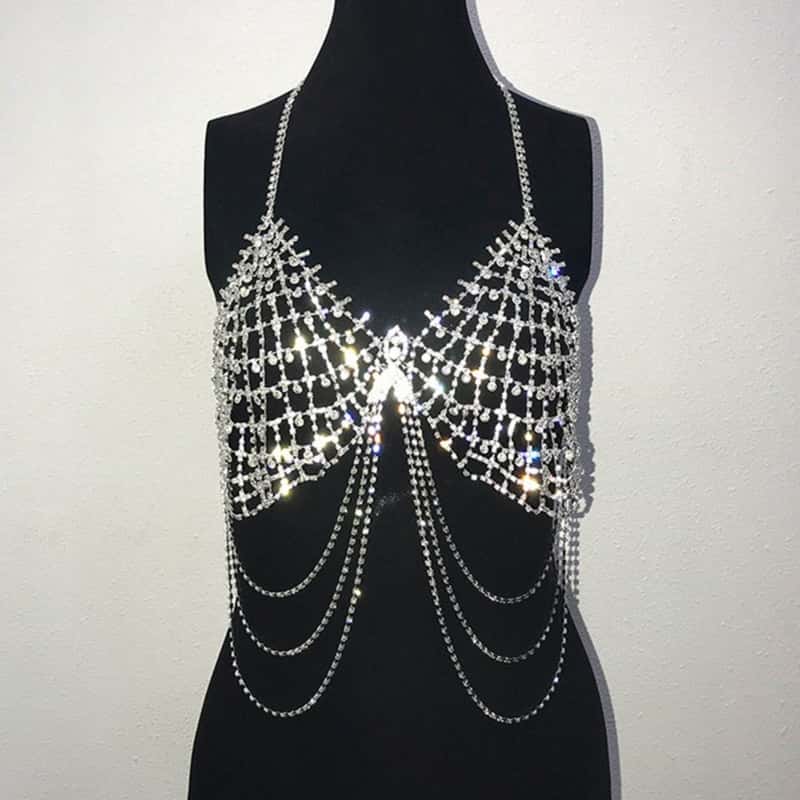 Sexy Rhinestone Body Chain - Sparkling Bra Jewelry