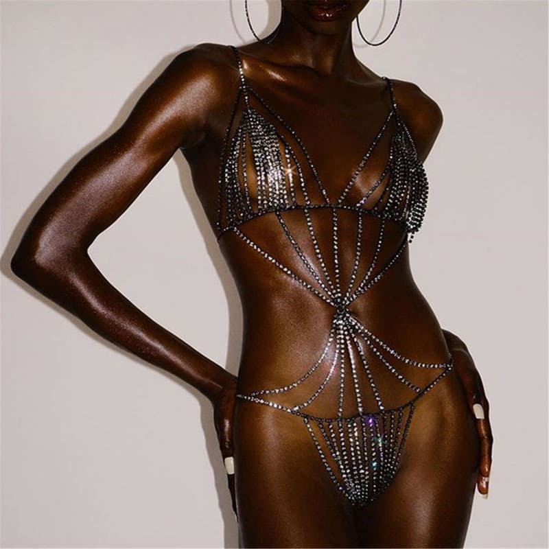Sexy Rhinestone Body Chain - Sparkling Dress Harness