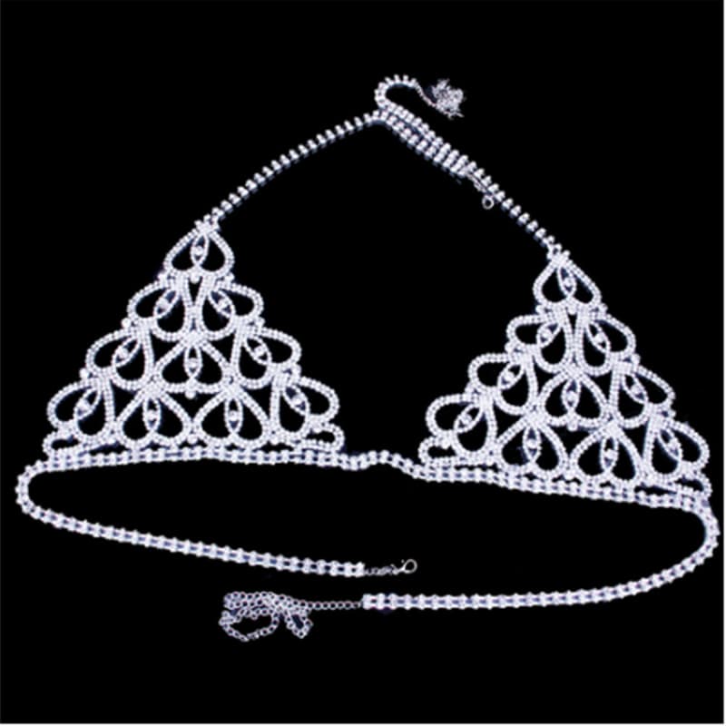 Sexy Rhinestone Lingerie Set - Sparkling Bra & Panties