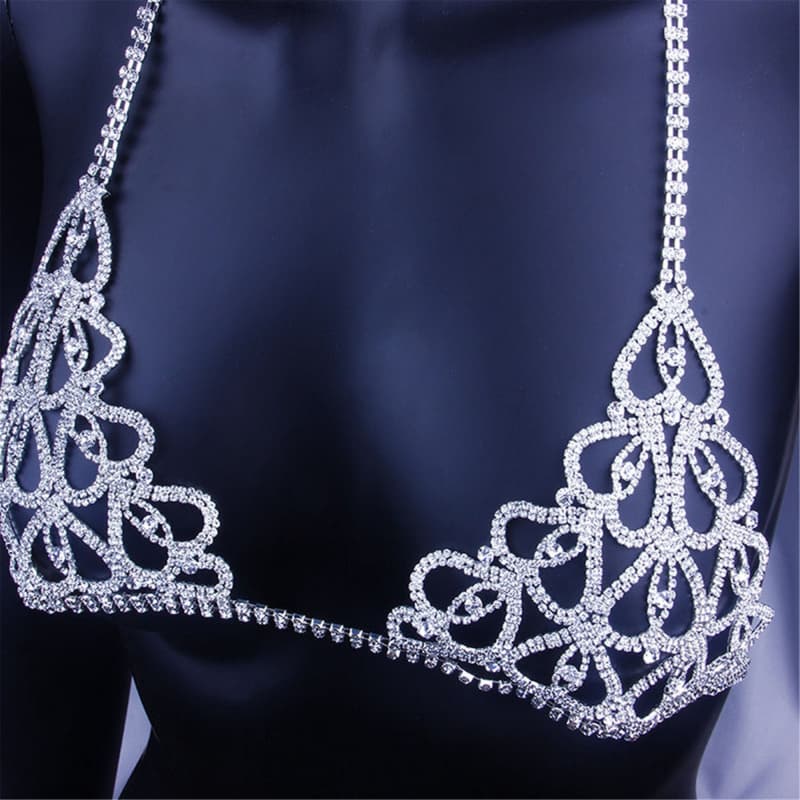 Sexy Rhinestone Lingerie Set - Sparkling Bra & Panties