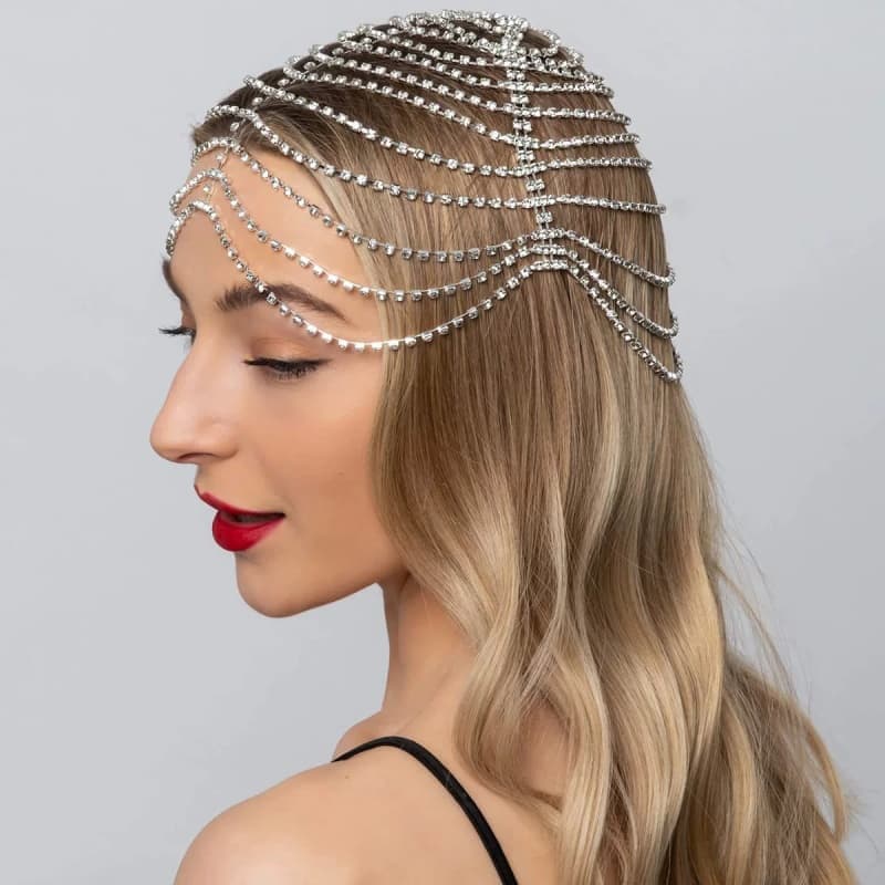 Charm Rhinestone Bridal Hair Chain - Sparkling Wedding Headpiece