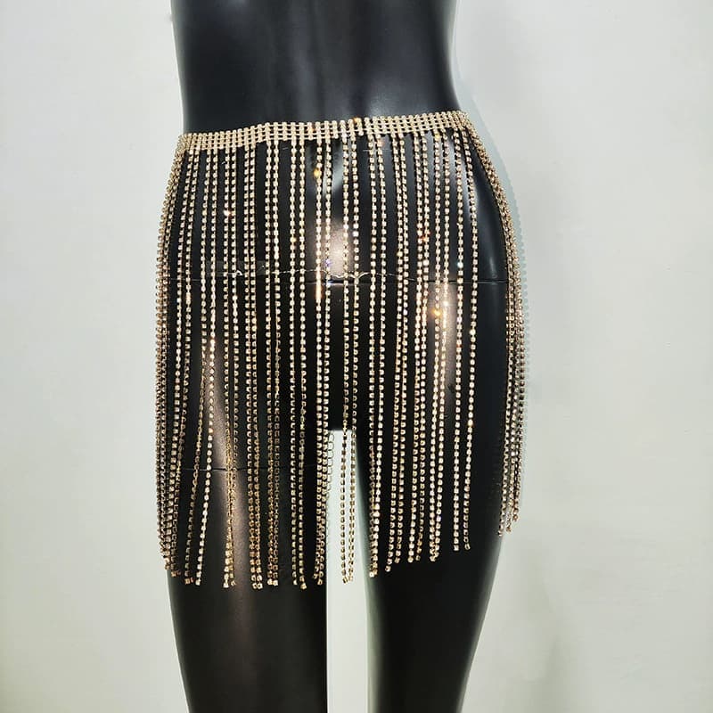 Sparkly Rhinestone Skirt Chain - Waist Body Jewelry