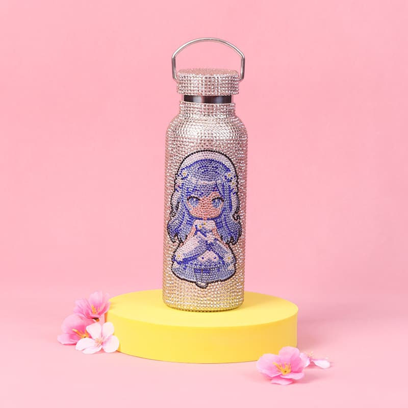 500ML Rhinestone Stainless Steel Water Bottle - Insulated Sports Travel Cup