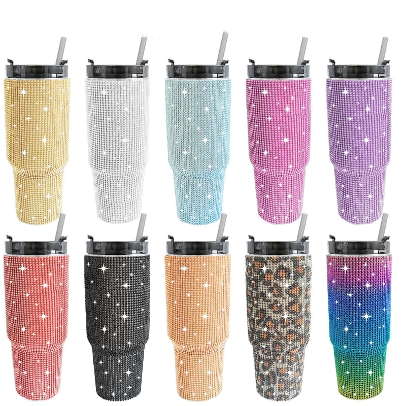 20 Oz 30 Oz Rhinestone Tumbler Stainless Steel Vacuum Insulated Cup with Straw 1 Pc