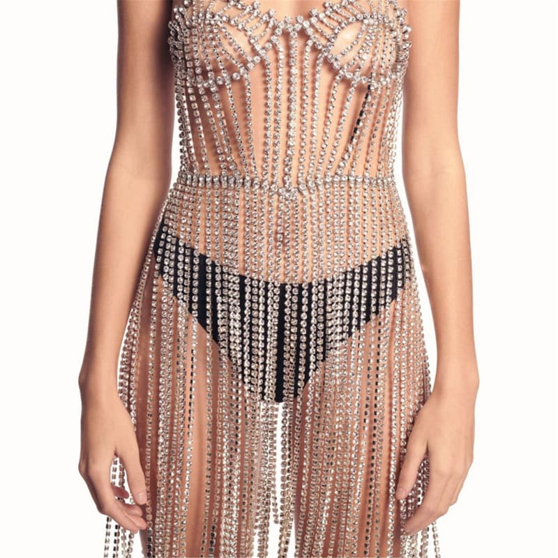 Sexy Rhinestone Bodycon Dress - Sparkling Party Dress