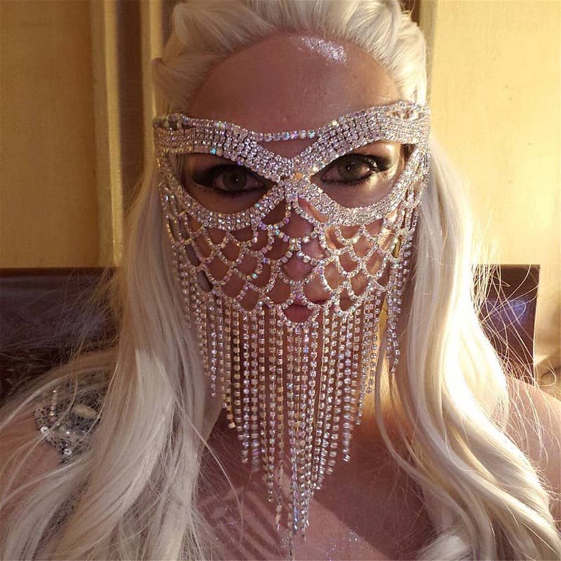 Sexy Rhinestone Face Mask - Sparkling Party Accessory