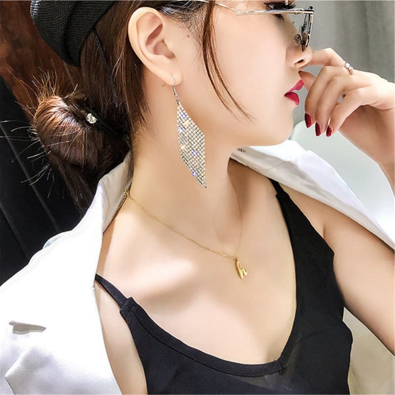 Rhinestone Fringe Earrings - Sparkling Tassel Jewelry