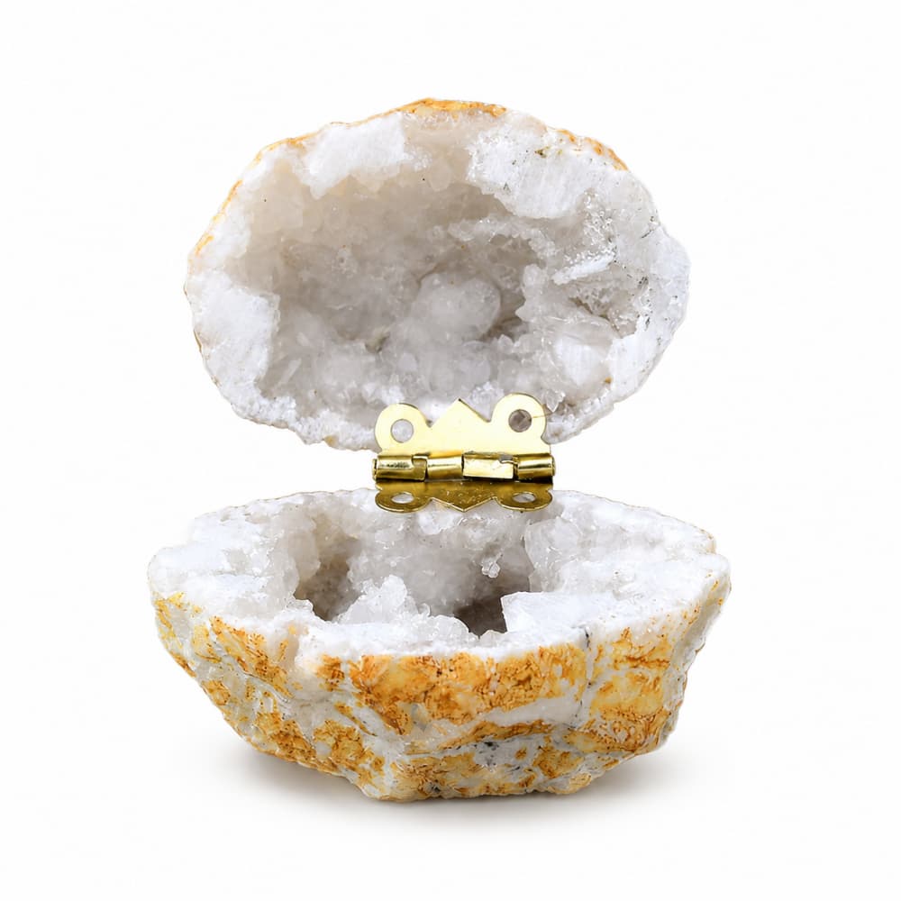Natural White Quartz Geode Ring Box｜Handcrafted Proposal Gift