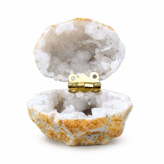Natural White Quartz Geode Ring Box｜Handcrafted Proposal Gift