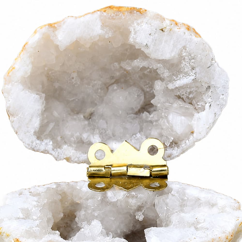 Natural White Quartz Geode Ring Box｜Handcrafted Proposal Gift