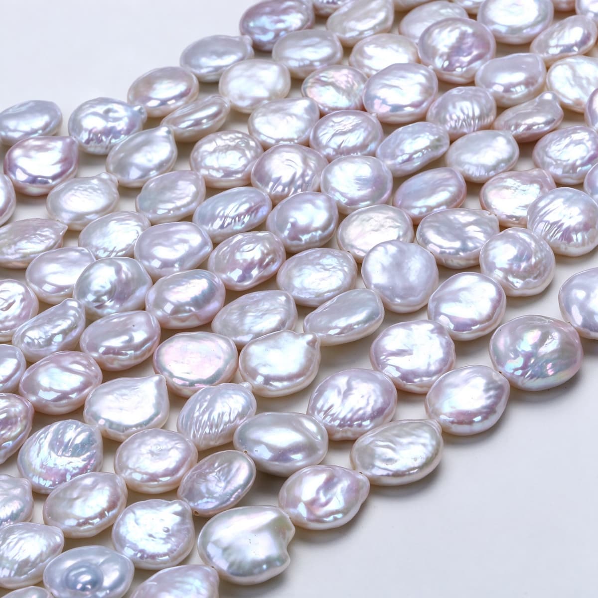 1 Strand Natural Freshwater Baroque Button Pearls 11–12 mm