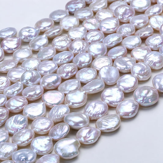 1 Strand Natural Freshwater Baroque Button Pearls 11–12 mm