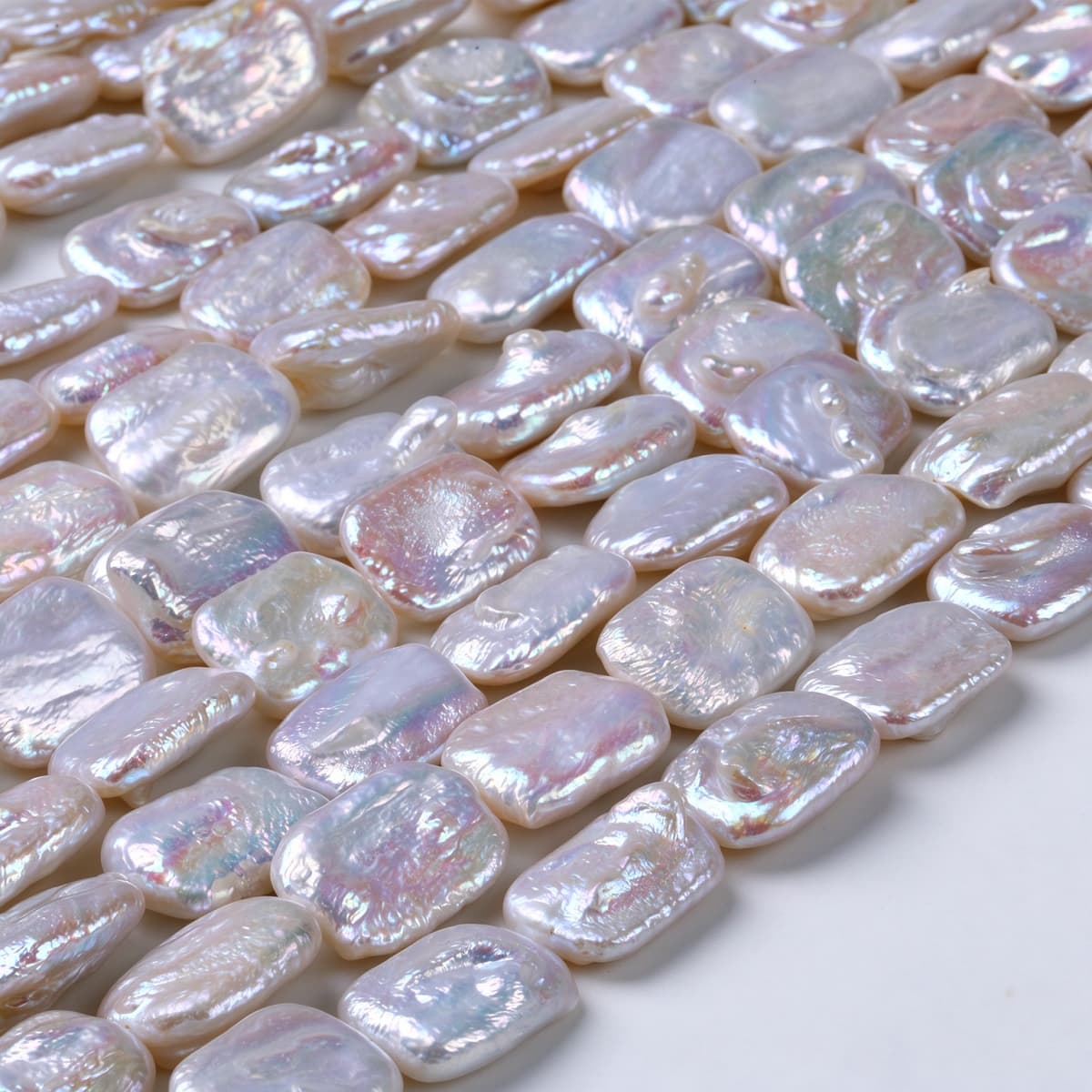 1 Strand Natural Freshwater Baroque Rectangle Pearls 12–15 mm