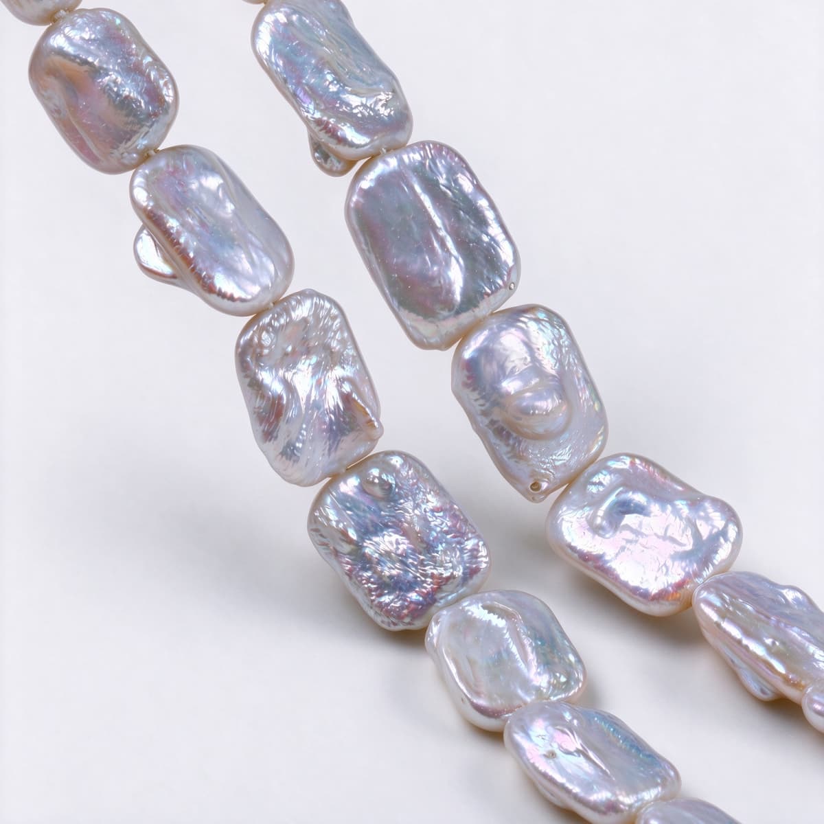 1 Strand Natural Freshwater Baroque Rectangle Pearls 12–15 mm