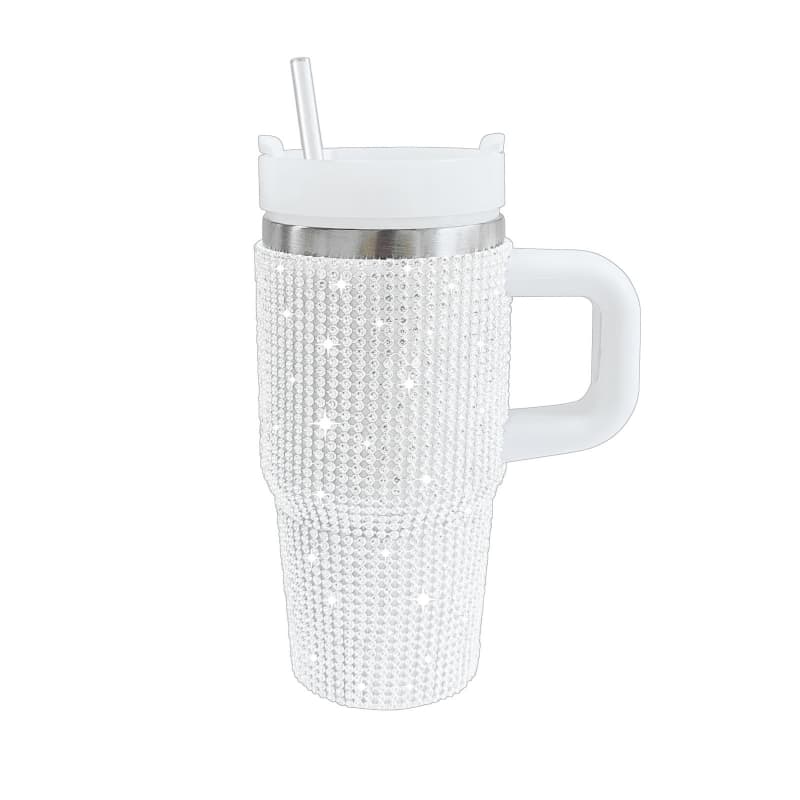 14 Oz Rhinestone Handle Stainless Steel Tumbler Car Cup Insulated Ice Cool Cup