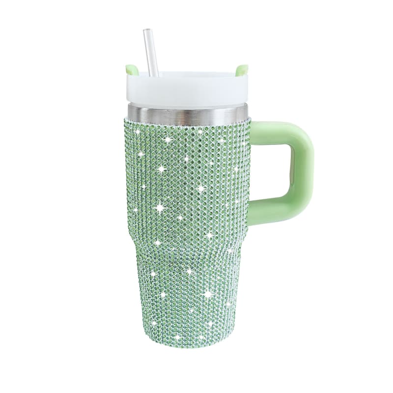 14 Oz Rhinestone Handle Stainless Steel Tumbler Car Cup Insulated Ice Cool Cup