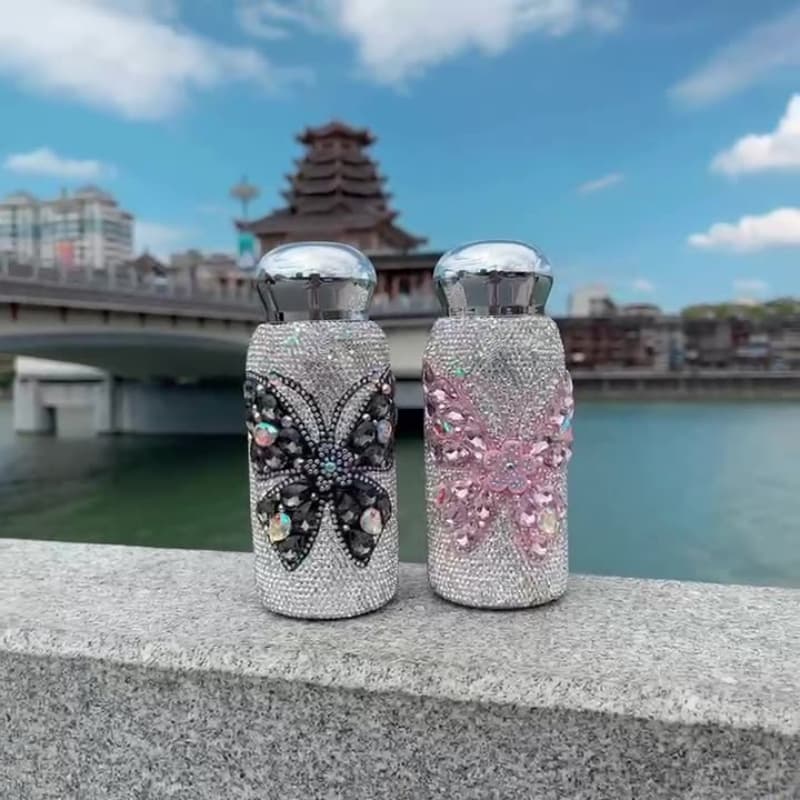 260ML Rhinestone Mushroom Pocket Tumbler - Insulated Stainless Steel Cup