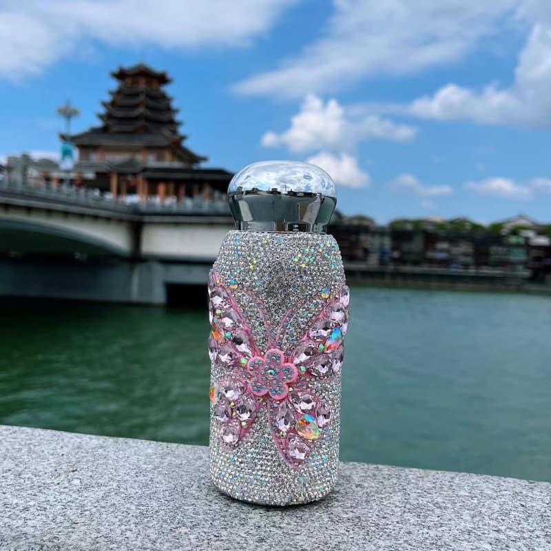 260ML Rhinestone Mushroom Pocket Tumbler - Insulated Stainless Steel Cup